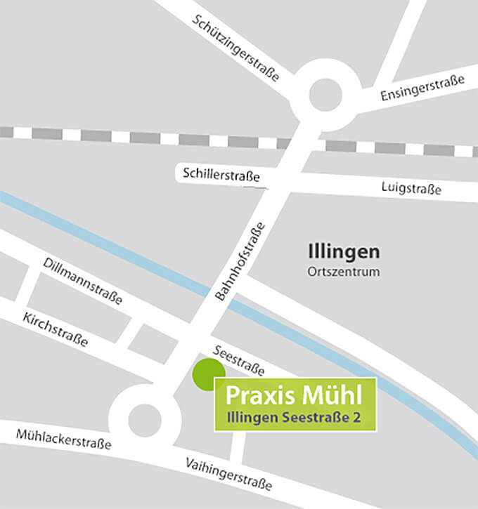 Anfahrtsskizze zur Arztpraxis Martin Mühl in Illingen